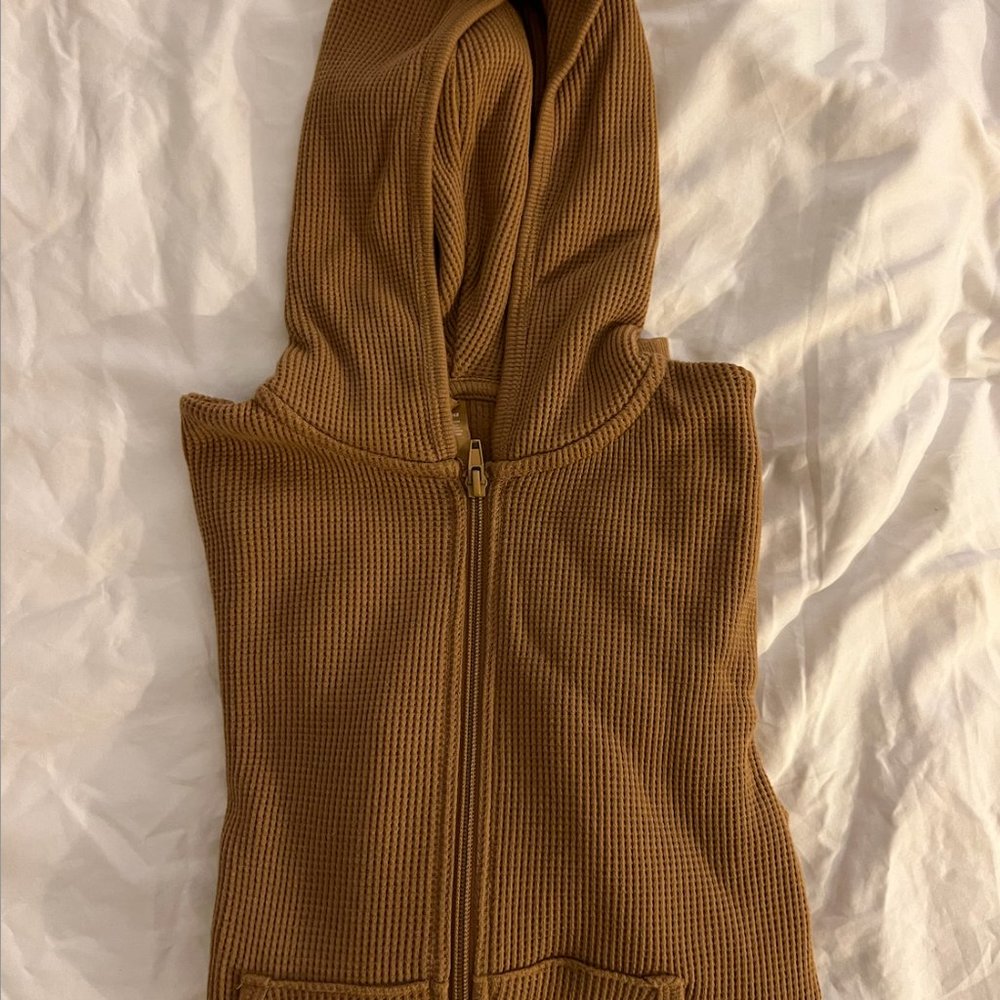 Skims Tan Waffle Lounge Hoodie